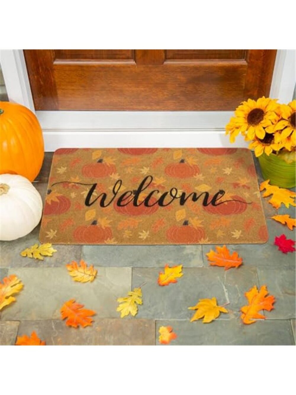 Fall Front Door Welcome Doormat Natural Coir Door Mat for Outdoor Indoor